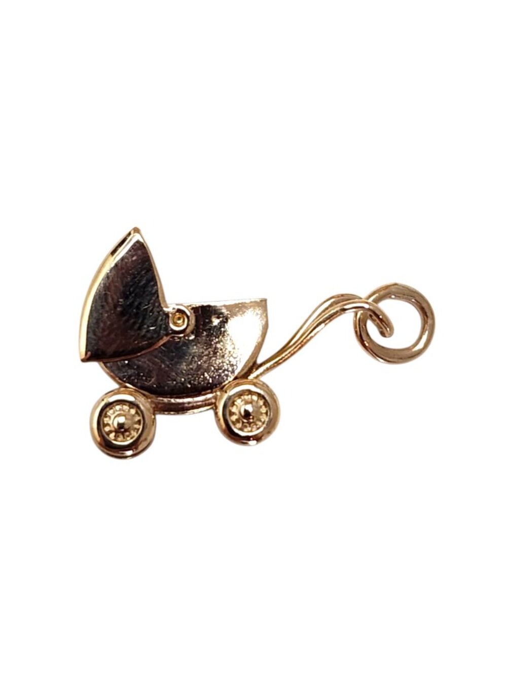 14K Yellow Gold Articulating Baby Carriage Charm #25624